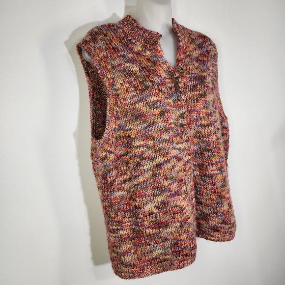 Vintage Talbots Womens Sweater Vest Colorful Knit Wool Confetti Y2K Snap Front X - Picture 4 of 9